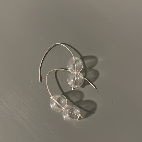 Clear glass earrings - Picture 2 of 2